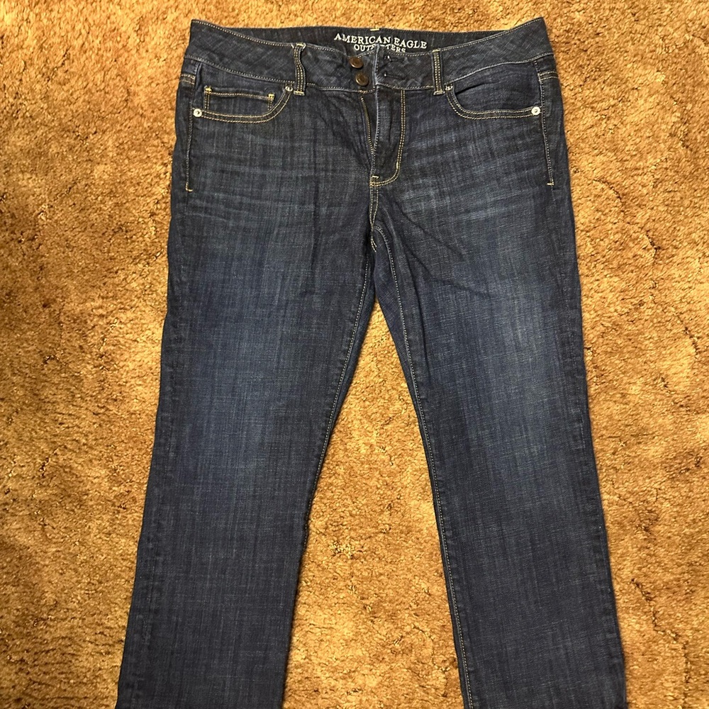 American Eagle Outfitters Men's Dark Blue Straight Jeans